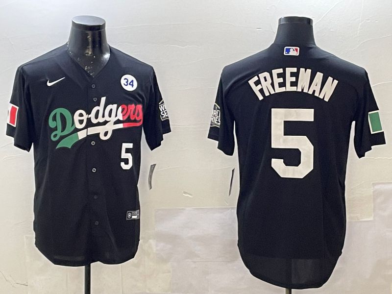 Men Los Angeles Dodgers #5 Freeman Black Fashion 2025 Nike MLB Jersey style 2